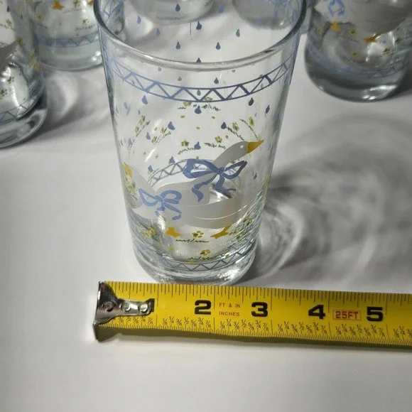 VINTAGE Set OF 6 FARM COUNTRY Goose Glass Tumblers 1987 Anchor Hocking Blue Bow - Picture 7 of 10